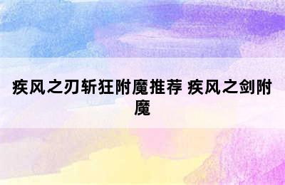 疾风之刃斩狂附魔推荐 疾风之剑附魔